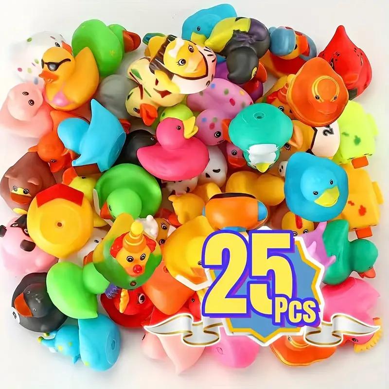 25 PCS Colorful Rubber Duck Toys Children's Party Gift Party Small Gift Halloween Gift