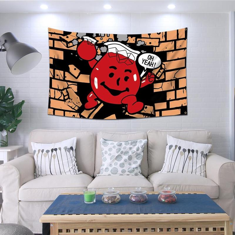 Kool Aid Man Meme Funny Flag 3x5Ft Cool Flags Banner For Man Cave Bedroom Frat College Dorm Room Decor Polyester