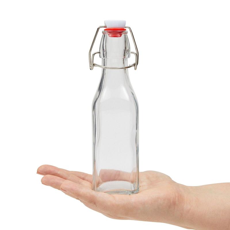 6 Pack 8 oz Swing Top Glass Bottles with Cleaning Brush for Vanilla, Hot Sauce