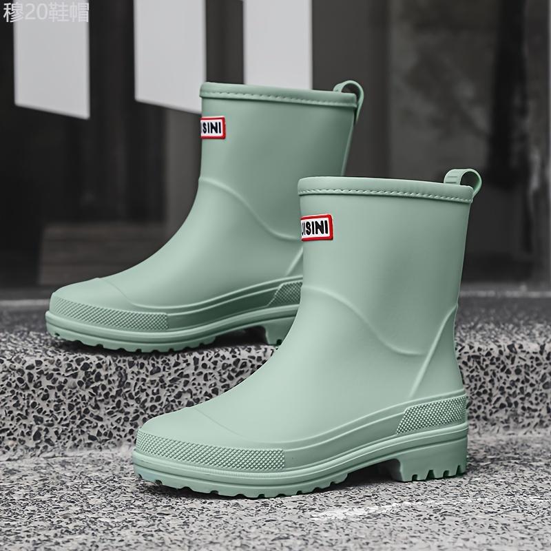 Fashion Solid Color Waterproof And Non-slip Rain Boots, Comfortable Medium Tube Rain Boots, Women's Footwear