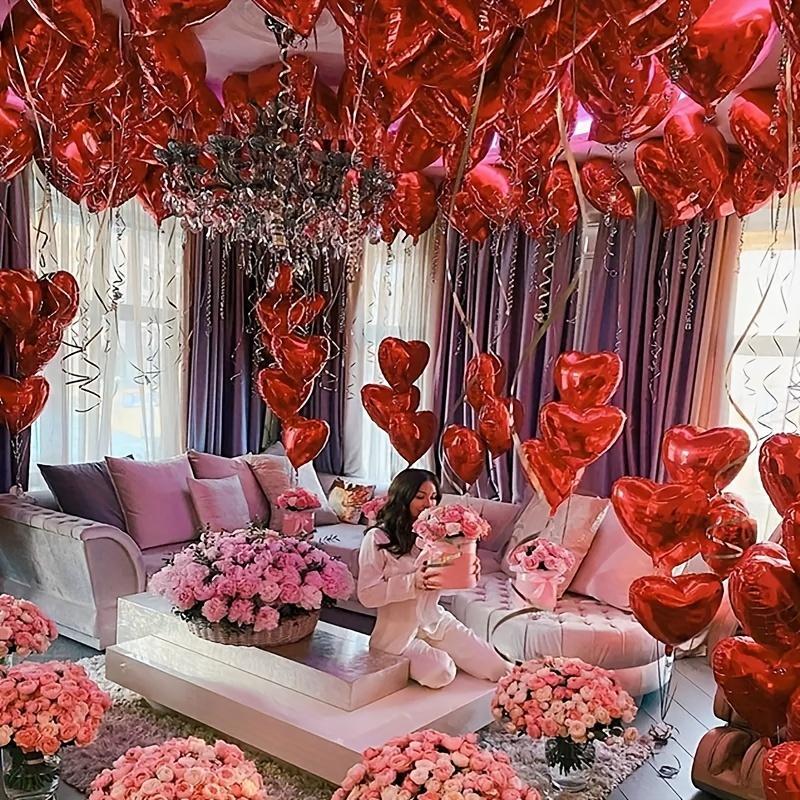 Heart Shaped Foil Balloon, 25 50pcs Romantic Balloon for Birthday Wedding Anniversary Proposal Engagement Decor, Party Decor Supplies