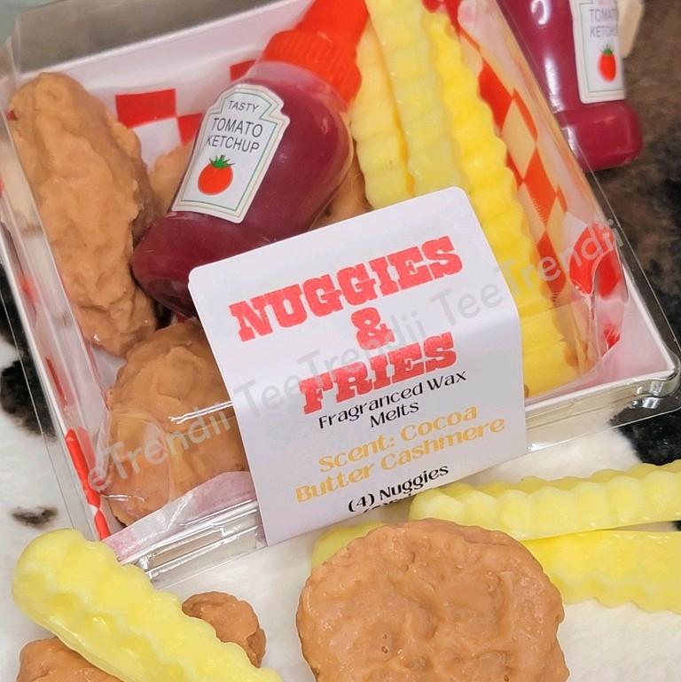 Nuggie & Fries Wax Melts Combo with Ketchup Squeeze Bottle - Cocoa Butter Cashmere Scent - Candle, Decor