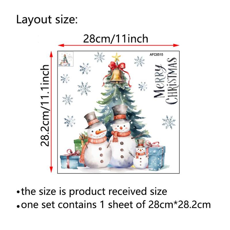 Snowman & Christmas Tree Pattern Toilet Sticker, Self Adhesive Toilet Lid Decal, Bathroom Decoration Supplies, Home Decor