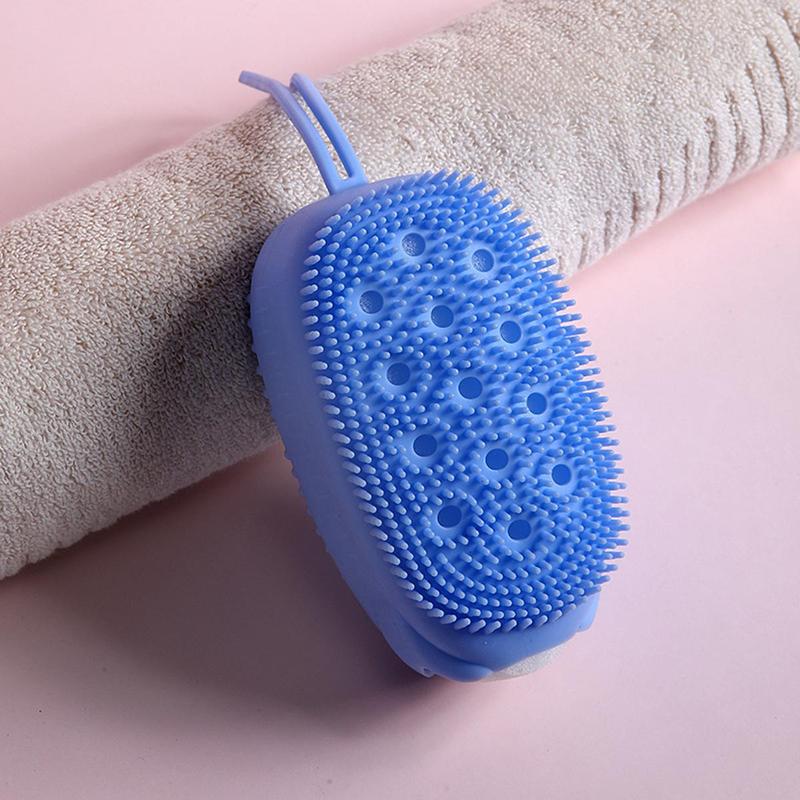 Silicone Bath Brush, 1 Count Shower Exfoliating Sponge, Home Essentials, Household Shower Products, Shower Scrubber with Lanyard, Body Scrubber for Whole Body, Bathroom Accessories