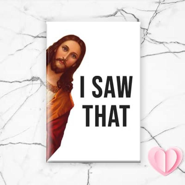 Funny Jesus Magnet For Christmas - I Saw That! Christmas Gift, Stocking Stuffer, Birthday Gift, Funny Fridge Magnet, Refrigirator MagnetThanksgiving Gifts Christmas Gifts-JM