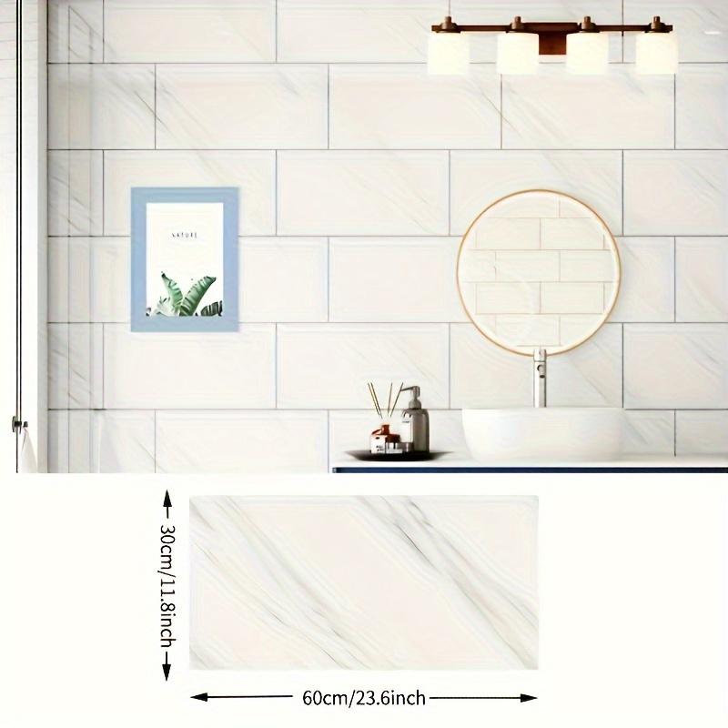 20 40Pcs Large White Marble Tile Wall Stickers, Easy Peel & Stick, Waterproof Self-Adhesive Panels for Kitchen, Living Room, Bathroom, Corridor, Home and Dormitory - 23.62*11.8in