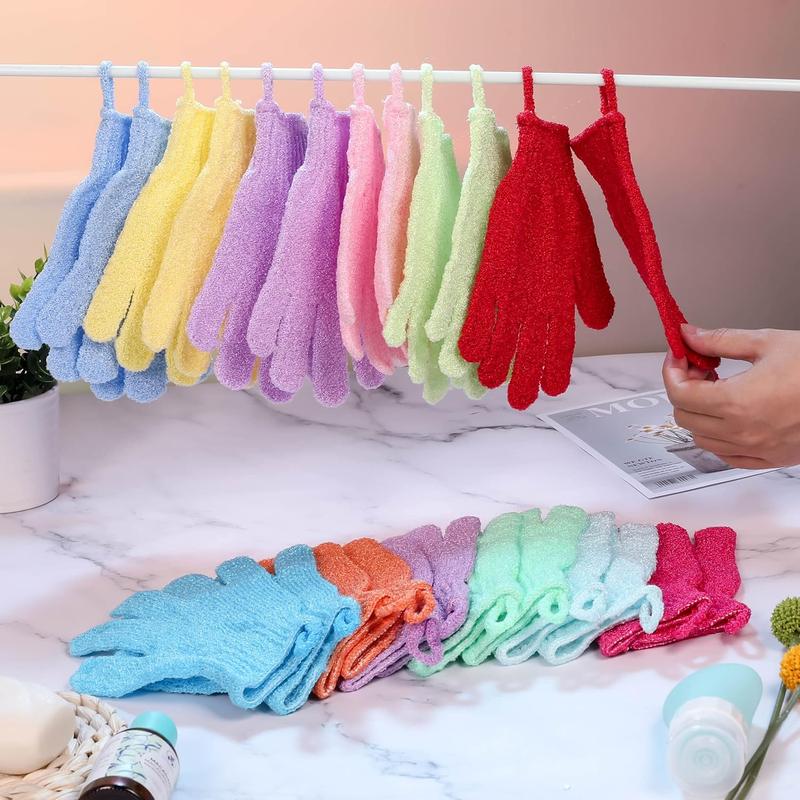 Shower Gloves, 24 Pcs Exfoliating Bath Gloves with Hanging Loop for Beauty Spa Massage, Skin Shower Body Scrubber. Suitable for Women Men