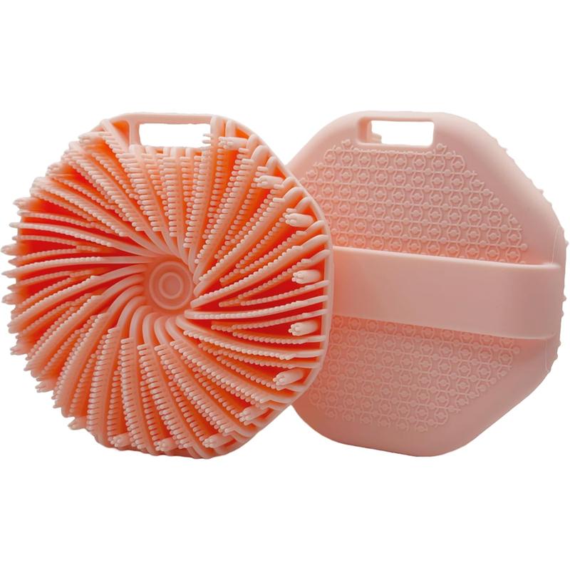 Silicone Body Scrubber for Head and Body, Cleaning & Exfoliating for Sensitive Skin - with No-Slip Handle Strap - 1-Pack, Pink Bath Personal