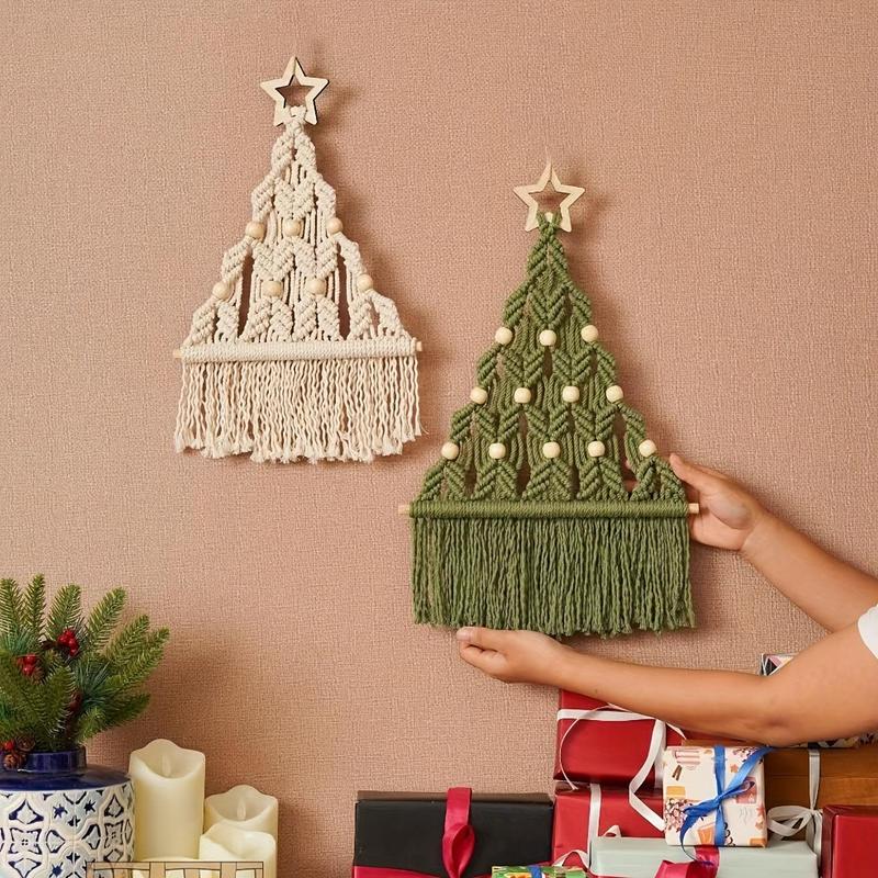 DIY Woven Christmas Tree Kit, 2 Counts set DIY Christmas Tree Hanging Ornament, Hanging Decoration for Home Living Room Bedroom