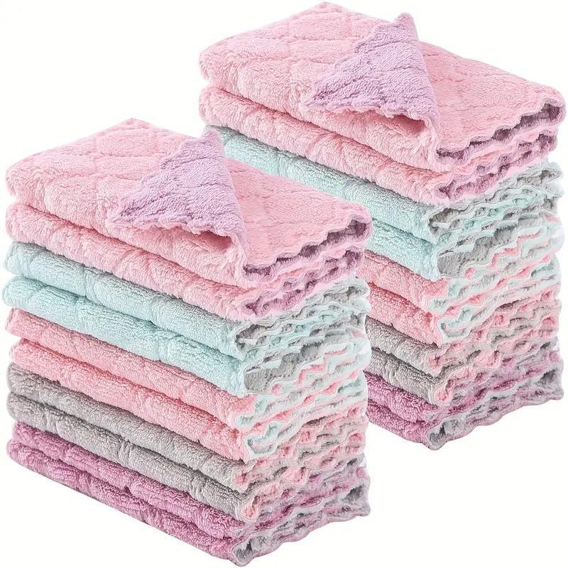 Random Color Dish Cleaning Cloth, 10 20 30pcs Kitchen Cleaning Rag, Kitchen Dishwashing Towel, Reusable Kitchen Dish Cloth, Practical Kitchen Gadgets, Kitchen Accessories,  Cleaning Gadgets for Home,  Household Cleaning Supplies