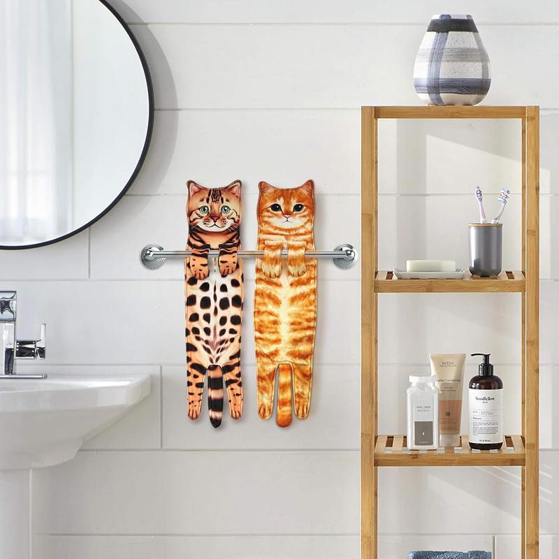 Funny Cat Hand Towels for Kitchen Bathroom - Cute Decoration Hanging Towels Super Absorbent Soft - Housewarming Birthday Mothers Day Gifts for Women and Cat Lovers dish cloth Hangable