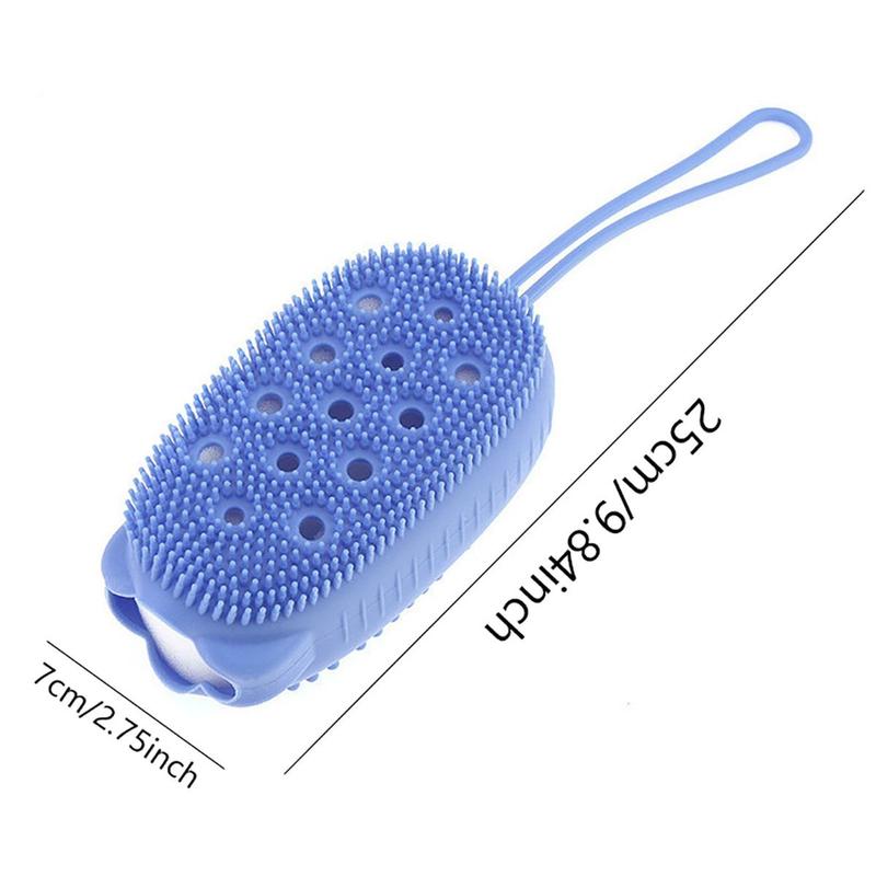 Silicone Bath Brush, 1 Count Shower Exfoliating Sponge, Home Essentials, Household Shower Products, Shower Scrubber with Lanyard, Body Scrubber for Whole Body, Bathroom Accessories