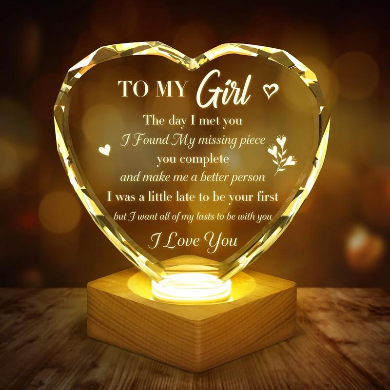 to My Gifts 3D Illusion Lamp for Girlfriend, Engraved Crystal Night Light Presents, Birthday Anniversary Christmas Valentines Day Gifts for Girlfriend Wife from Husband Boyfriend