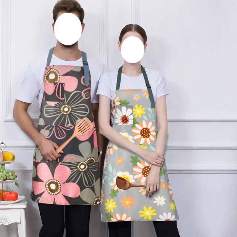 2 Count  Kitchen Apron, Cooking Apron for Women, Adjustable Chef Apron,  Aprons with 4 Pockets for Home Kitchen Baking Gardening