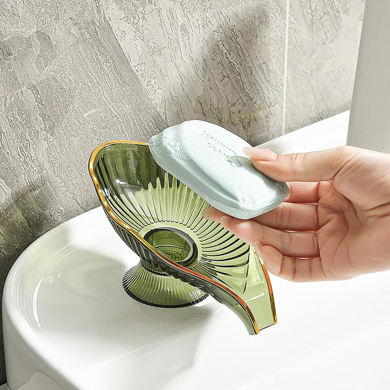 Leaf Shaped Soap Dish, 2 Counts Self Draining Soap Bar Holder, Home Organizer Soap Bar Storage Rack for Bathroom Kitchen Sink