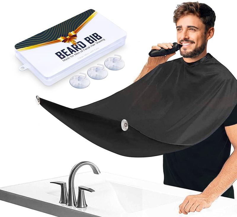 Beard Bib Apron, Beard Hair Catcher  Non-Stick  Cloth, Shaving & Trimming & Beard Hair Catcher, with 3 Suction Cups,  Gifts for Men, Christmas Gifts