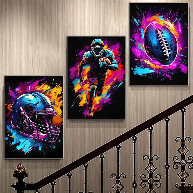 Sports Pattern Wall Art Poster without Frame, 3 Counts set Modern Canvas Print, Wall Art Decorative Painting for Home Living Room Bedroom