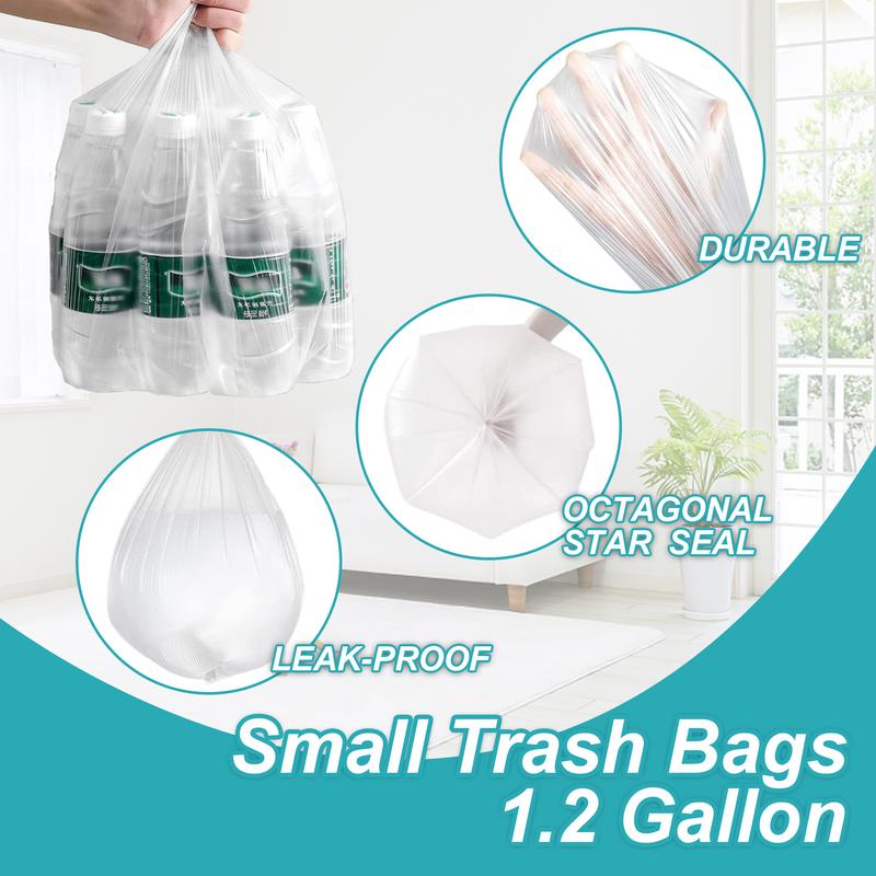 1.2 Gallon Small Trash Bags, 150 Counts, White Garbage Bags, Extra Thick Small Kitchen Plastic Bags For Home Office Kitchen, fit 4.5 Liter