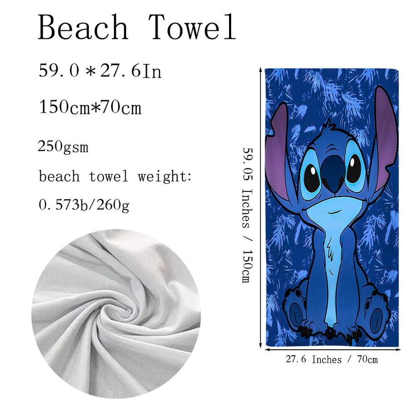 Beach Towel, 1 Count Cartoon Animal Pattern Beach Towel, Soft & Quick Drying Beach Towel, Travel Pool Yoga Cruise Camping Towel