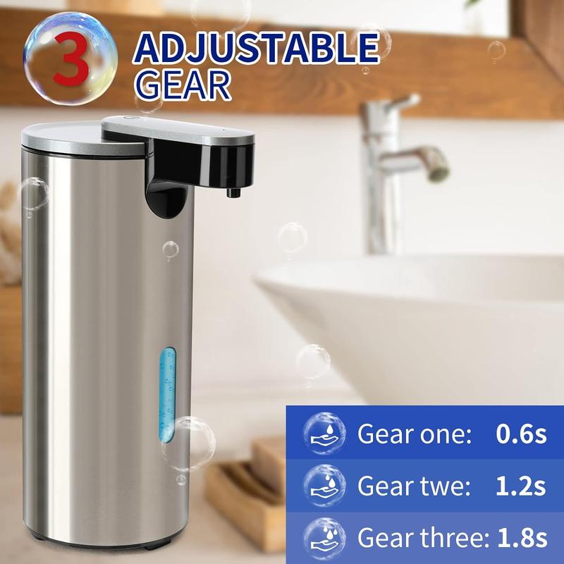 Stainless Steel Automatic Soap Dispenser, Battery Operated Electric Touchless Liquid Soap Dispenser with 3 Adjustable Volume Control [without Battery], Kitchen Gadgets, Fall Decor, Stocking Fillers Gift