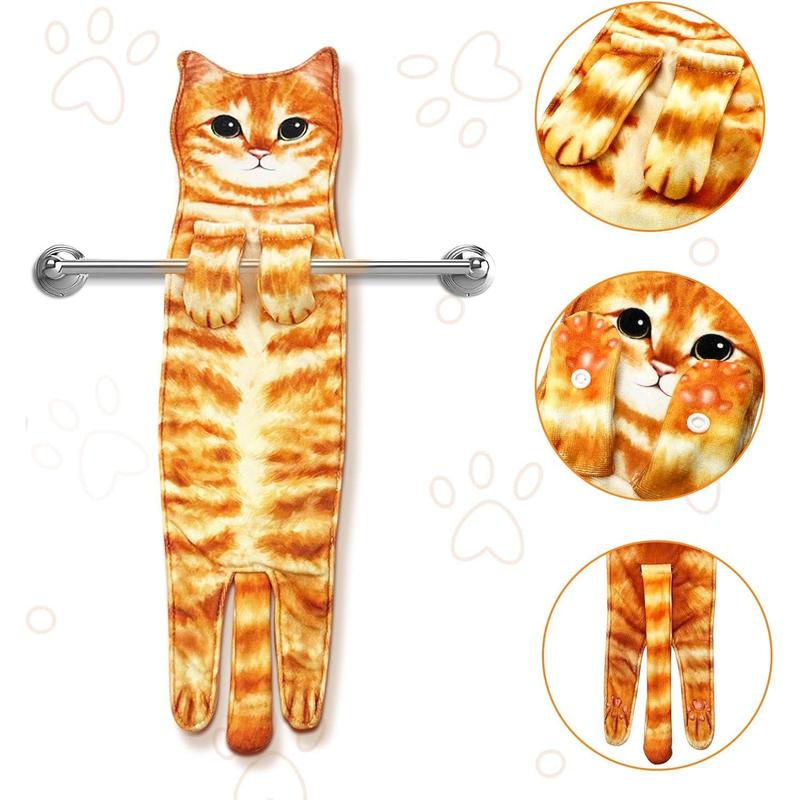 Funny Cat Hand Towels for Kitchen Bathroom - Cute Decoration Hanging Towels Super Absorbent Soft - Housewarming Birthday Mothers Day Gifts for Women and Cat Lovers dish cloth Hangable