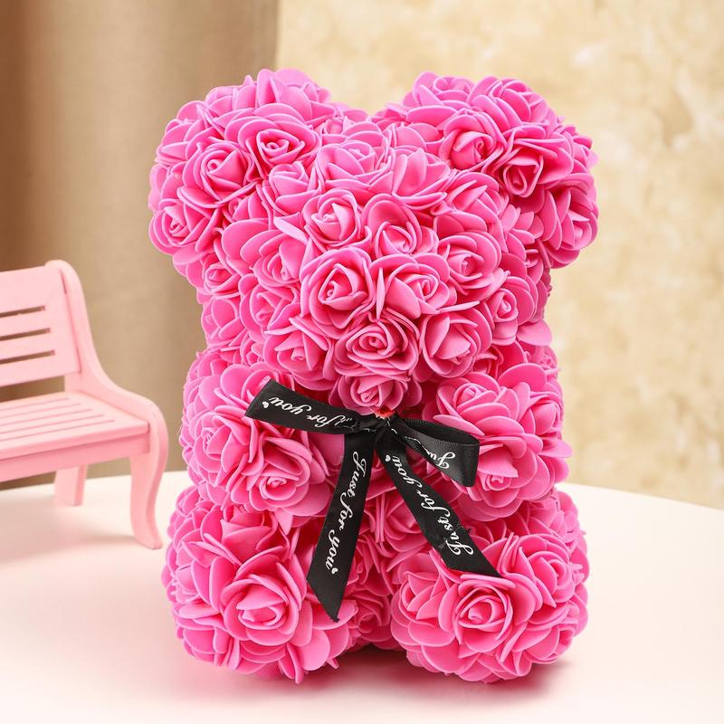 Artificial Rose Bear, 1 Count Romantic Rose Bear, Gift for Women, Birthday Gift, Anniversary Gift for Female Friends, Home Decor Supplies