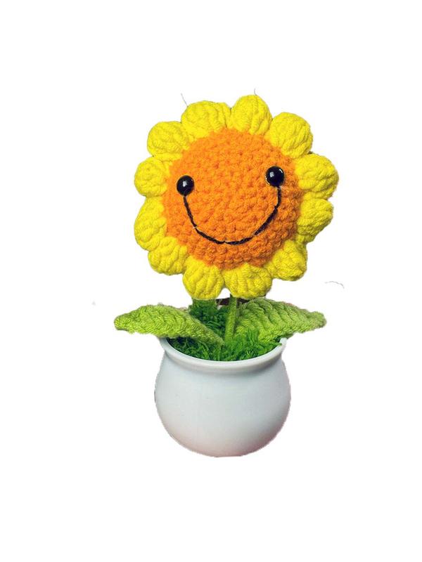 Mini crocheted sunflowers, pinwheel, sunflower for home decoration, centerpiece, Decorative Plants Pot Yarn Fruit Gift Hand Pack Ornaments Plastic