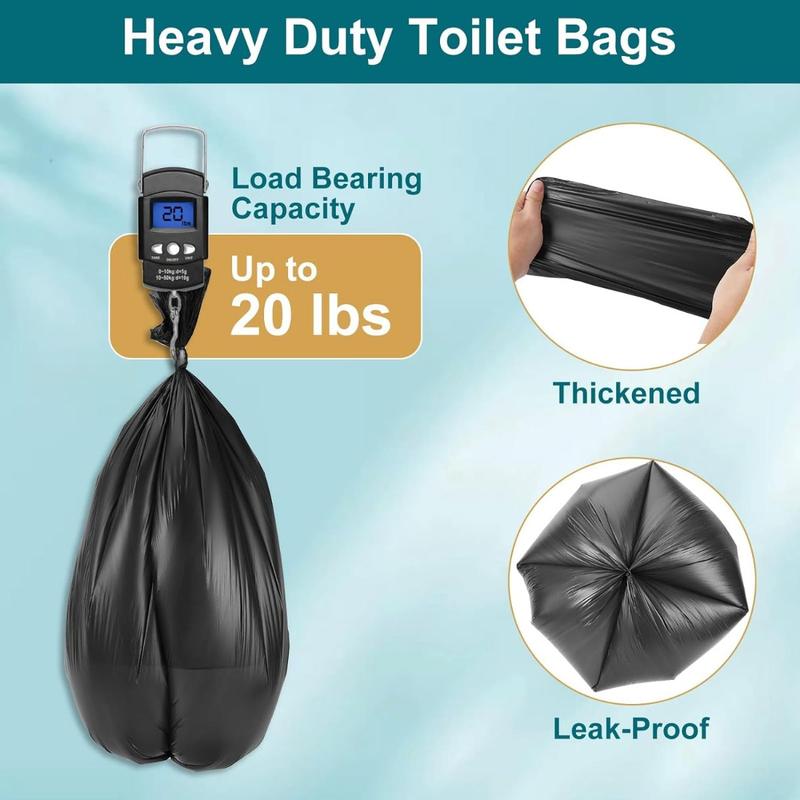 80 Camping Toilet Bags, 12 Gal XL Portable Toilet Liner, Camp Toilet Bags for Porta Potty, Bucket Toilet, 1.1 Mil Disposable Trash Bag for Camping, Boating, Traveling, Outdoor Activities