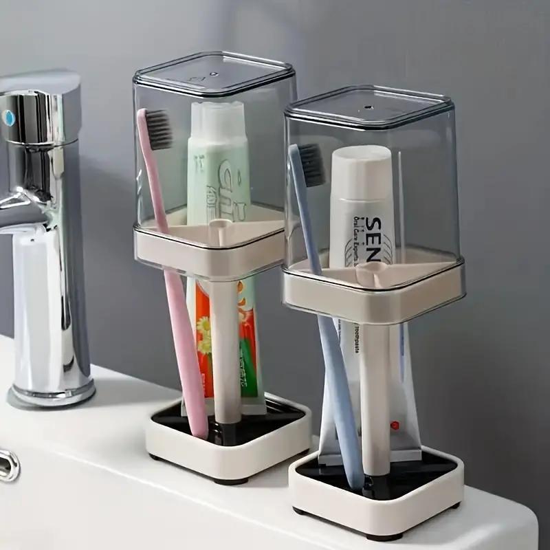 Toothbrush Holder with Gargle Cup, 2 Counts Toothbrush Storage Rack, Minimalist Toothbrush Rack Set, Bathroom Accessories