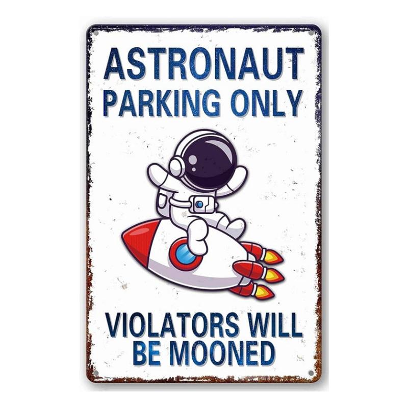 Kids Space Gifts Astronaut Decor Outer Space Decor For Boy's Room, Bedroom, Nursery, Bathroom - Astronaut Parking Only Sign, 8 x 12 Inch (936)