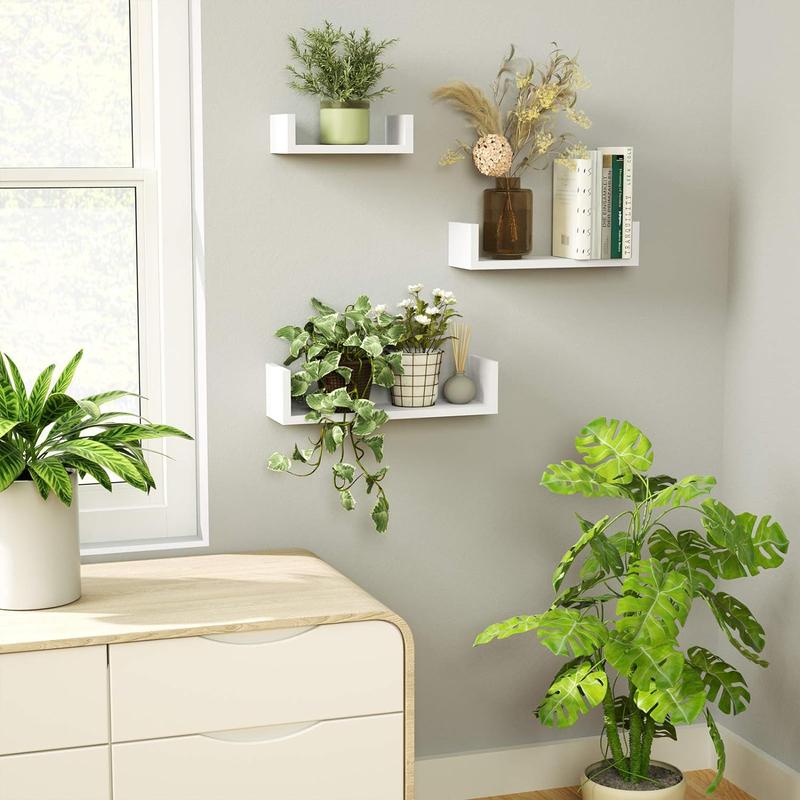 Floating Shelves Wall Mounted, Solid Wood Wall Shelves, White