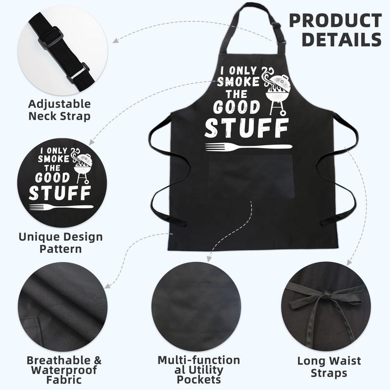 Funny Aprons for Men, BBQ Dad Apron with 2 Pockets Adjustable Neck Strap Cooking Grill Kitchen Aprons-Cool Father Birthday Christmas Gifts for Guys, Dad, Husband