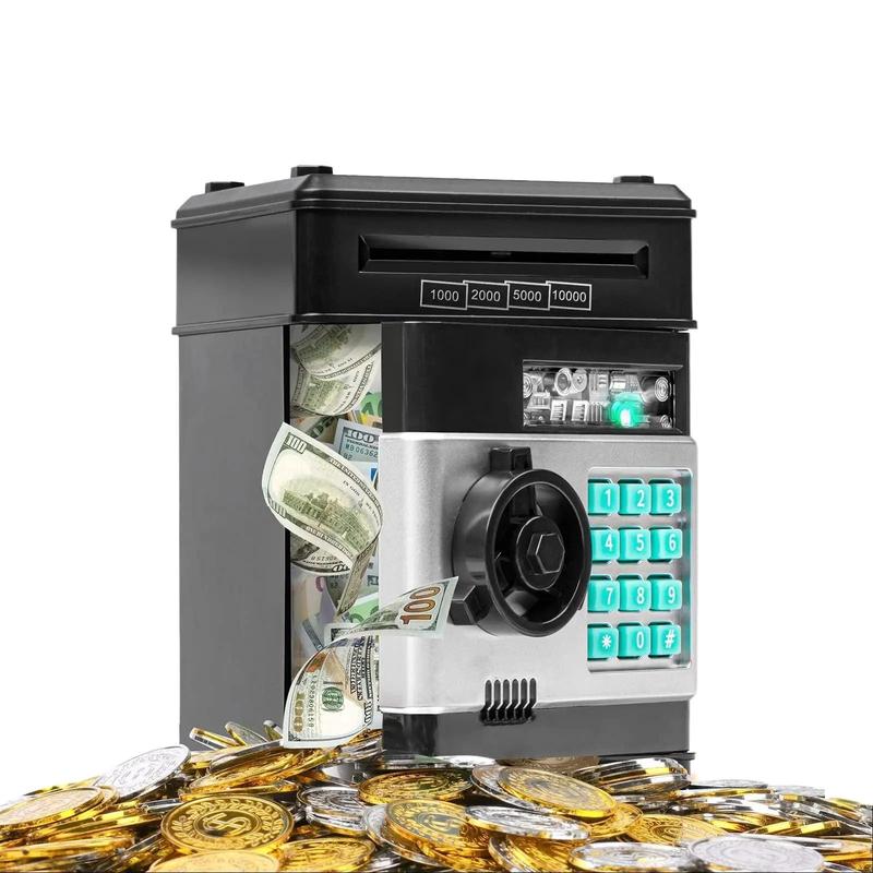 Mini ATM Piggy Bank for Real money, ATM Machine Bank for Kids Cash Coin Can ATM Bank Electronic Coin Money Bank for Kids-Hot Gift, Coin Recognition, Balance Calculator, Electronic Savings Safe Box, Electronic Password Code Money Banks for Children