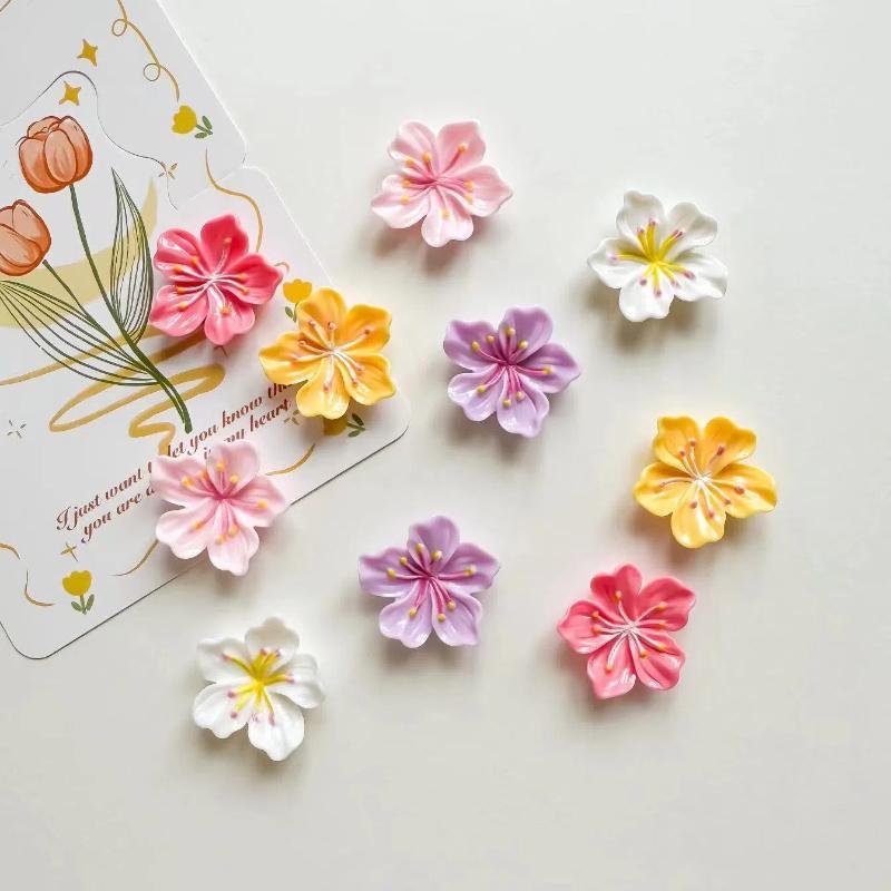 Cherry Flower Design Fridge Magnet, 10pcs set Random Color Pastoral Refrigerator Magnetic Sticker, Message Whiteboard Sticker for Home Office Dormitory