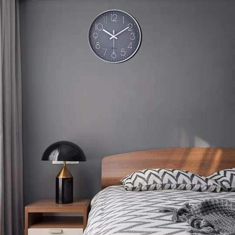 12 Inch Silent Non-Ticking Battery Operated Quality Quartz Round Wall Clock Modern Decor Clock for Home Office Bedroom,Traditional Glass and Plastic Wall Clock