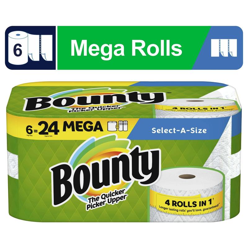 Bounty Select-A-Size Paper Towels, Mega Rolls, White, 180 Sheets Per Roll, 6 Count