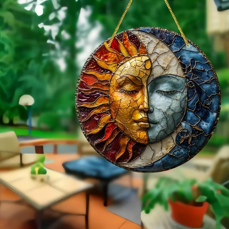 Sun & Moon Design Hanging Decor, 1 Count Acrylic Hanging Ornament, Hanging Decor for Home Garden Yard House, Gift for Family and Friends