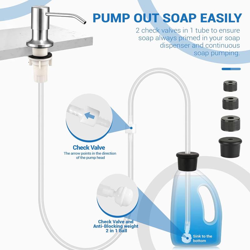 Dish Soap Dispenser for Kitchen Sink and Tube Kit, 47