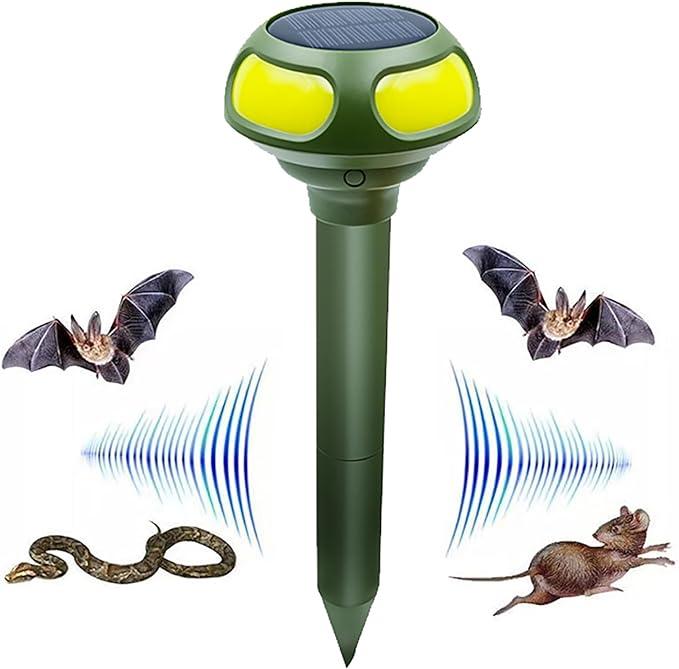 2 PCS Ultrasonic Mole Repellent, 4 Modes Solar Powered Mole Repellent, Outdoor Waterproof Animals Repellent for Get Rid of Mole, Gopher, Snakes, Vole and Other Underground Pests for Yard Garden Lawn