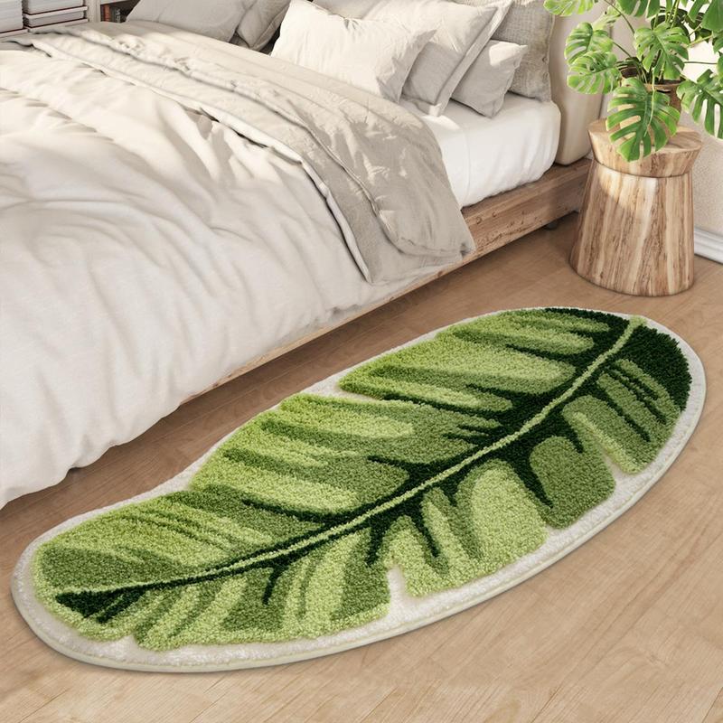 Leaf Pattern Bathroom Mat, Absorbent Non-slip Bath Mat, Soft Plush Bath Rug, Water Absorbing Area Rug, Bathroom Door Mat, Bedroom Decor, Room Decor