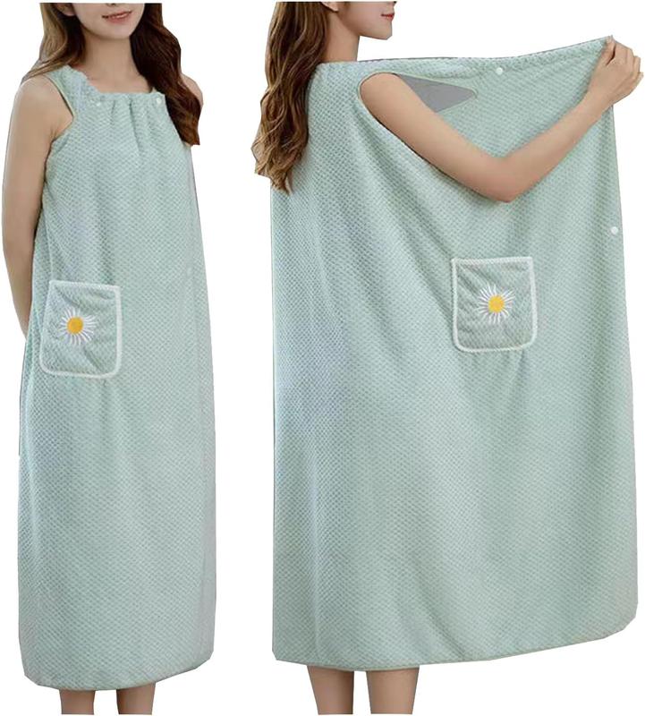 Coral Fleece Plus Size Wearable Bath Towel with Adjustable Wrap for Women After Shower - Home Hotel Sauna Beach Pool Gym Travel Cotton Cover Cozy