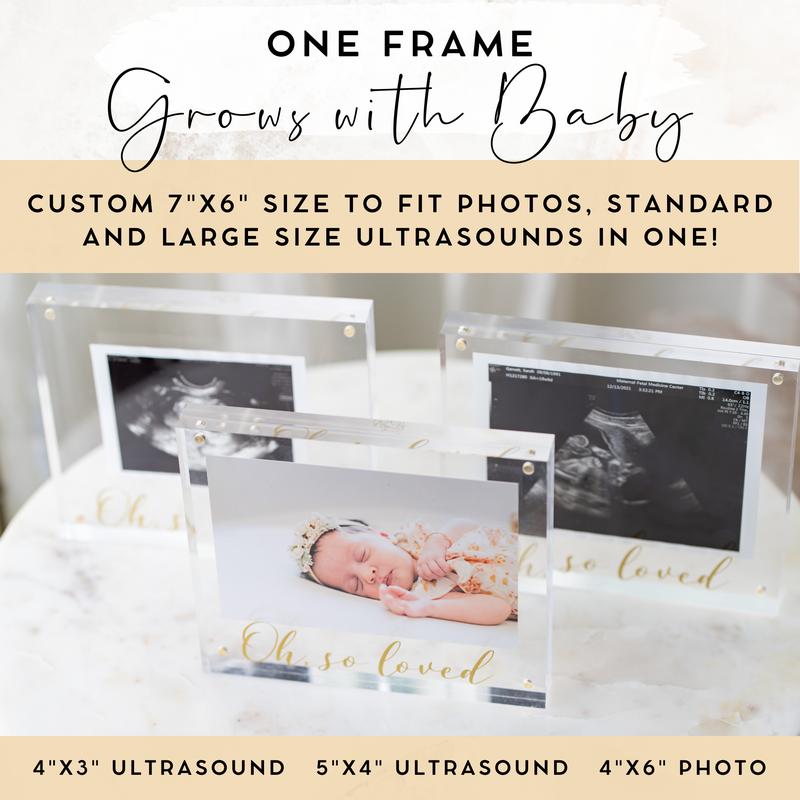 MAMA loves MINI Ultrasound Picture Frame - High-End, Modern Acrylic & Gold Magnetic Frame for Sonogram, Newborn Photo & Beyond -