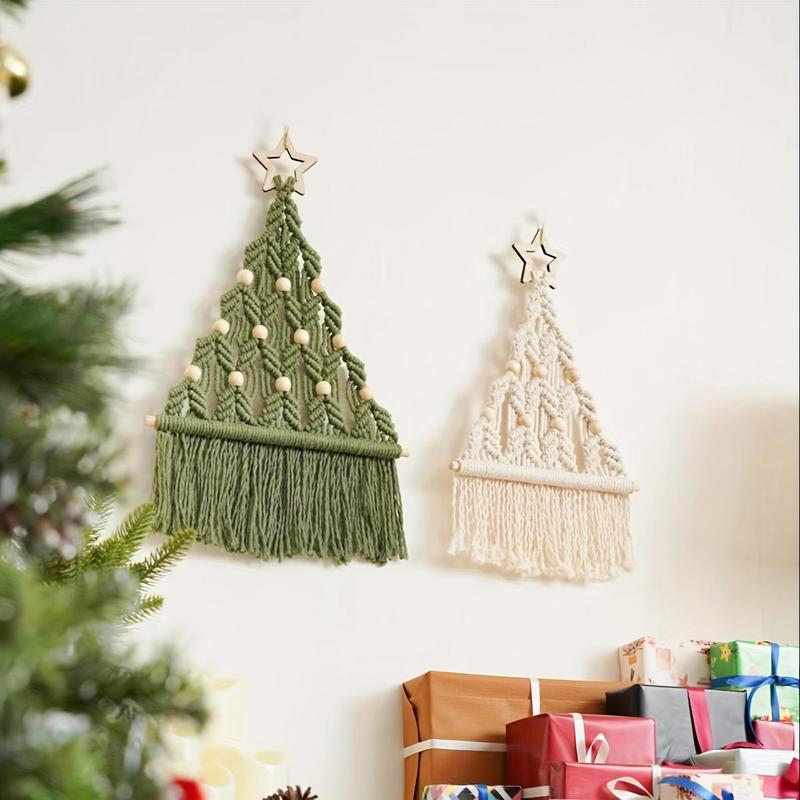 DIY Woven Christmas Tree Kit, 2 Counts set DIY Christmas Tree Hanging Ornament, Hanging Decoration for Home Living Room Bedroom