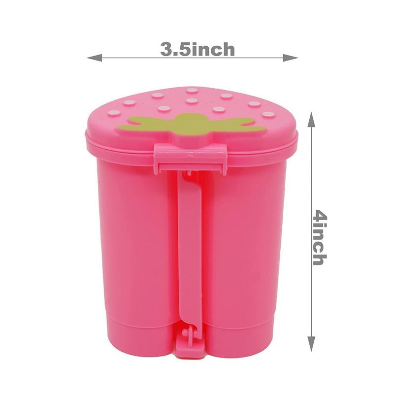 Desktop Trash Can Mini with Swing Lid Cute Pink Strawberry, Mini Countertop Trash Cans for Desk Car Office Kitchen, Tiny Trash Can, Mini Garbage Can Plastic