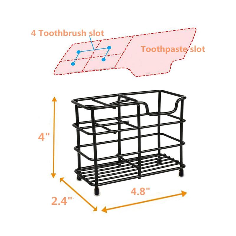 Toothbrush Holder for Bathrooms, Stainless Steel Bathroom Black Toothbrush and Toothpaste Holder