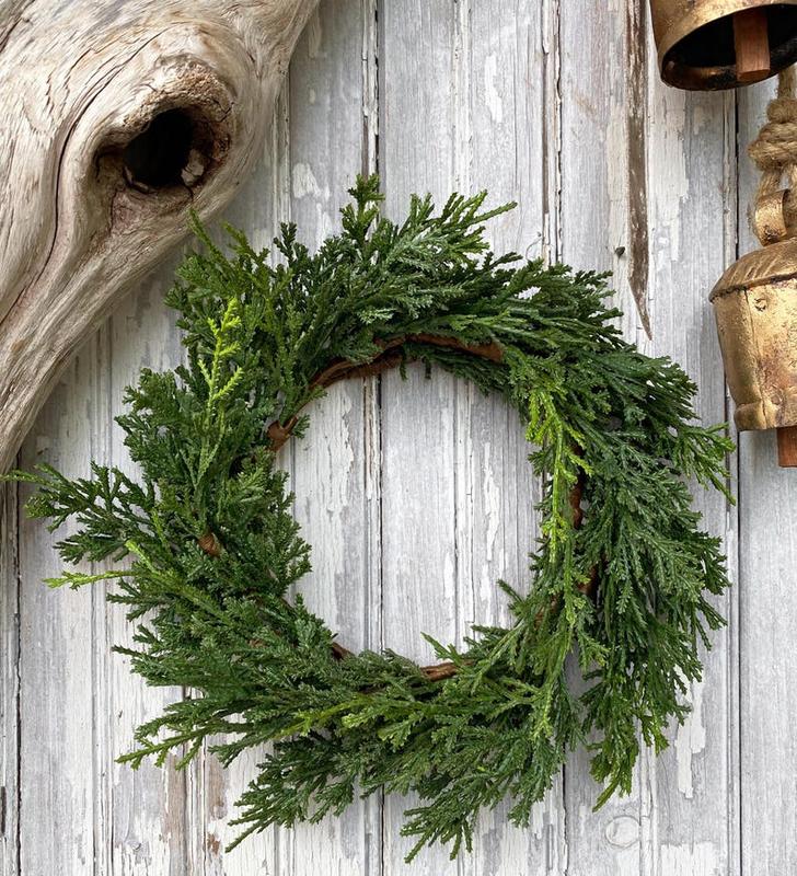 Authentic Artificial Real Touch Juniper Mini Wreath. Chair. Cabinet. Candle Wreaths. Christmas. Holiday. Multi Item Discount.