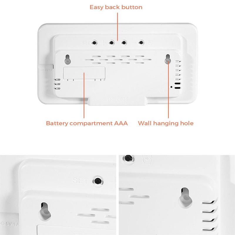 Unframed Digital Alarm Clock, 1 Count Battery Powered Multifunctional LED Clock without Battery, Room Accessories, Home Decor Supplies for Living Room & Bedroom