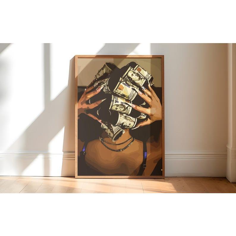 Black Art, Black Girl Art, Black Woman Wall Art, Black Wall Art, Black Woman Art, Black Girl Wall Art, Black Art Print, Money Art