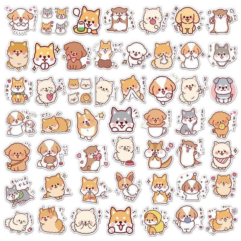 Fluffy Dog Series Naughty Stickers, 50pcs set Cartoon Mixed Pattern Decorative Graffiti Stickers, Cartoon Anime Naughty Stickers, DIY Creative Fun Toy for Boys & Girls