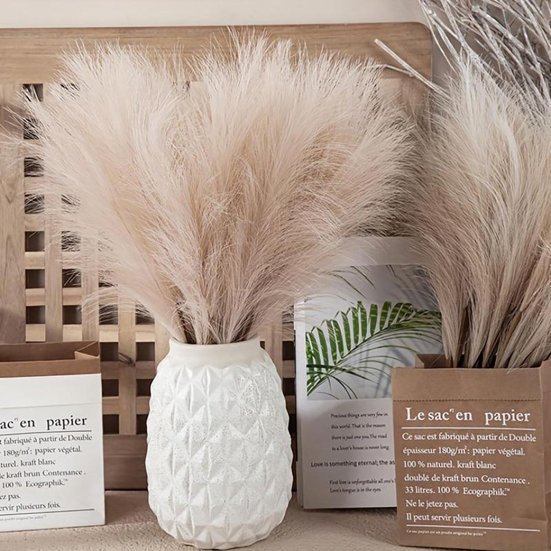 Artificial Pampas Grass without Vase, 10pcs set Fake Cortaderia Selloana, Decorative Plants for Home Kitchen Garden Party Photographing Flower Arrangement Vase Decor